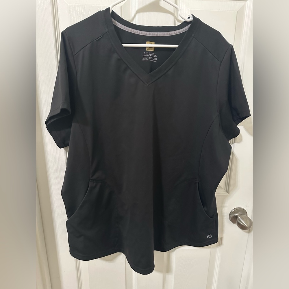 WonderWink Black True-Plus Fit Scrub Top